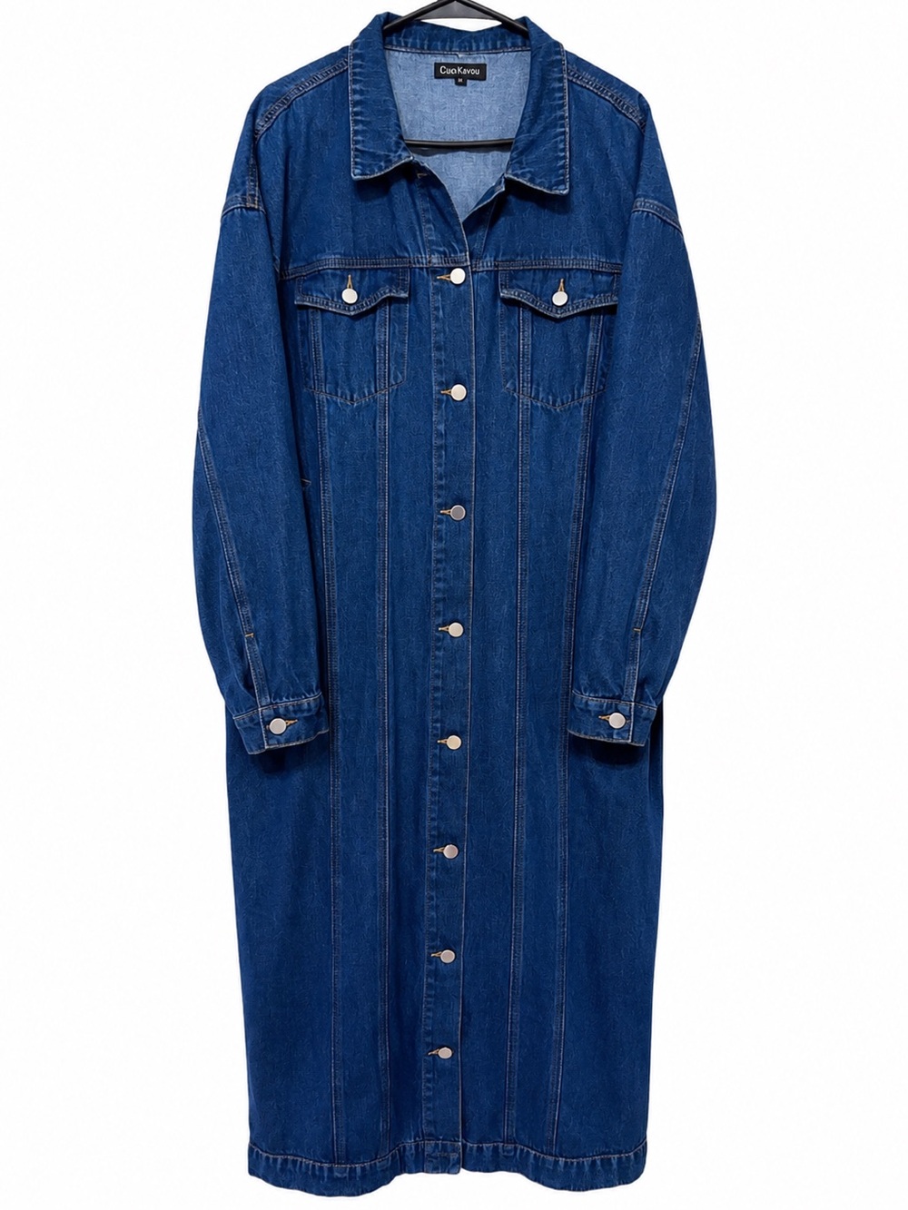 ChouYatou XL Long Denim Duster Maxi Jean Jacket